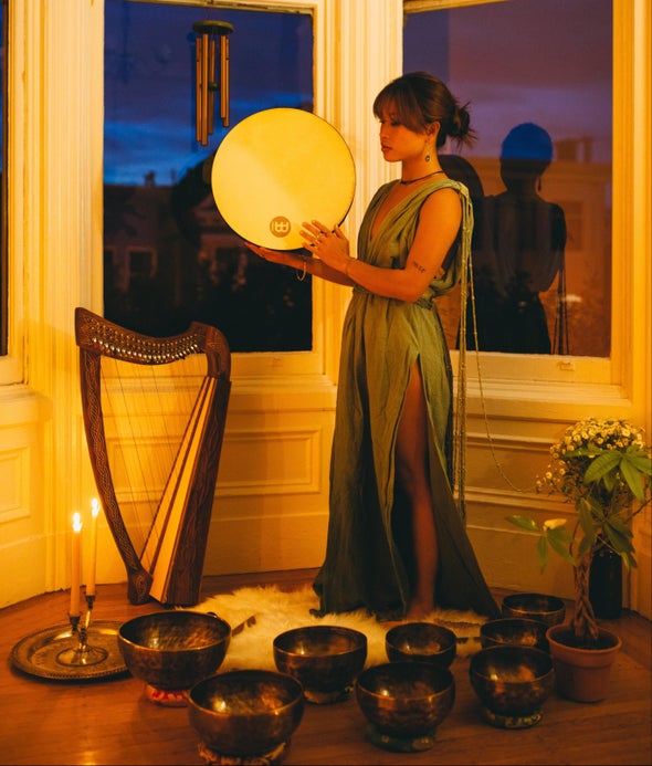 Erica with sound instruments