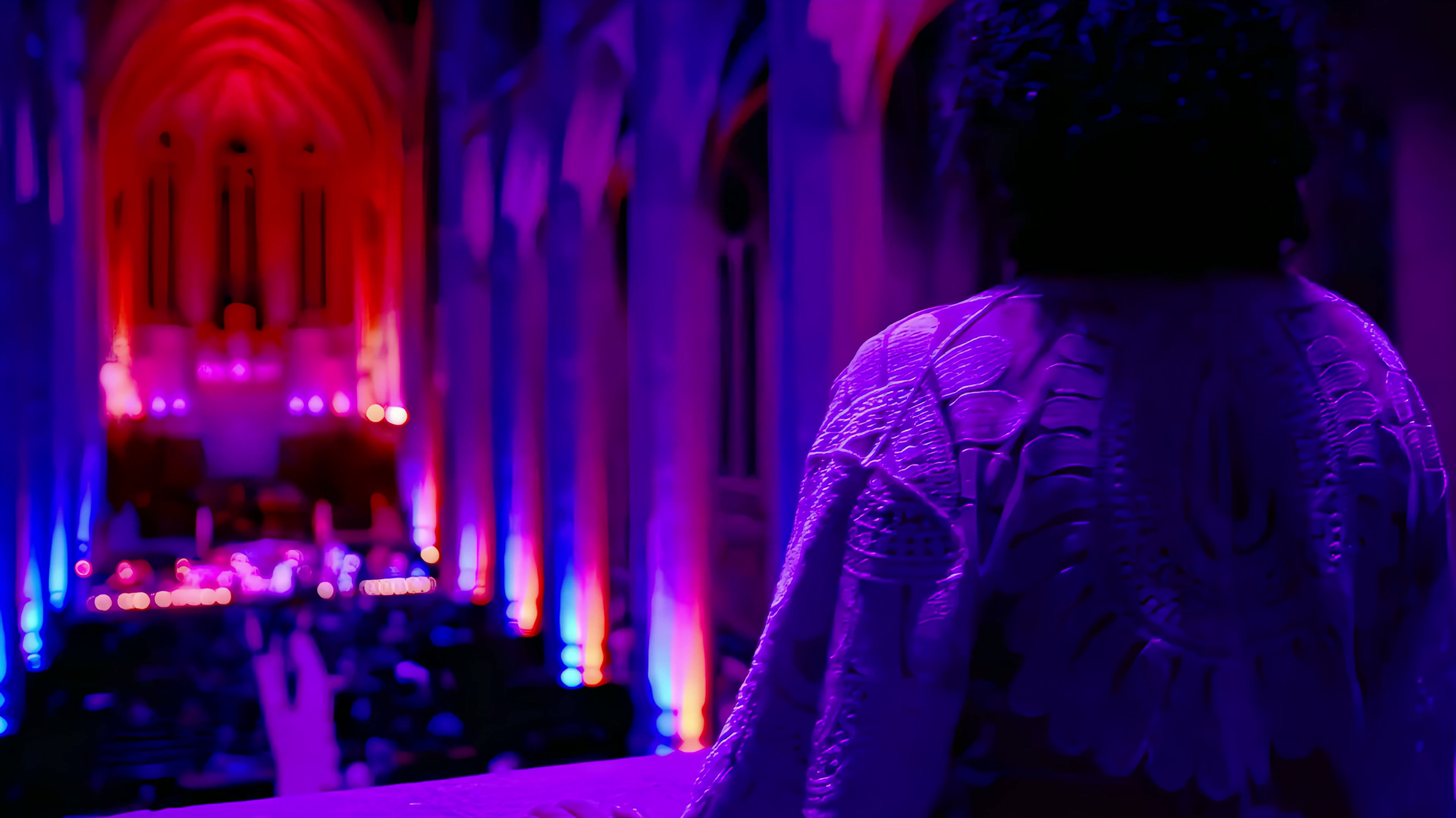 A sound bath inside a soaring cathedral