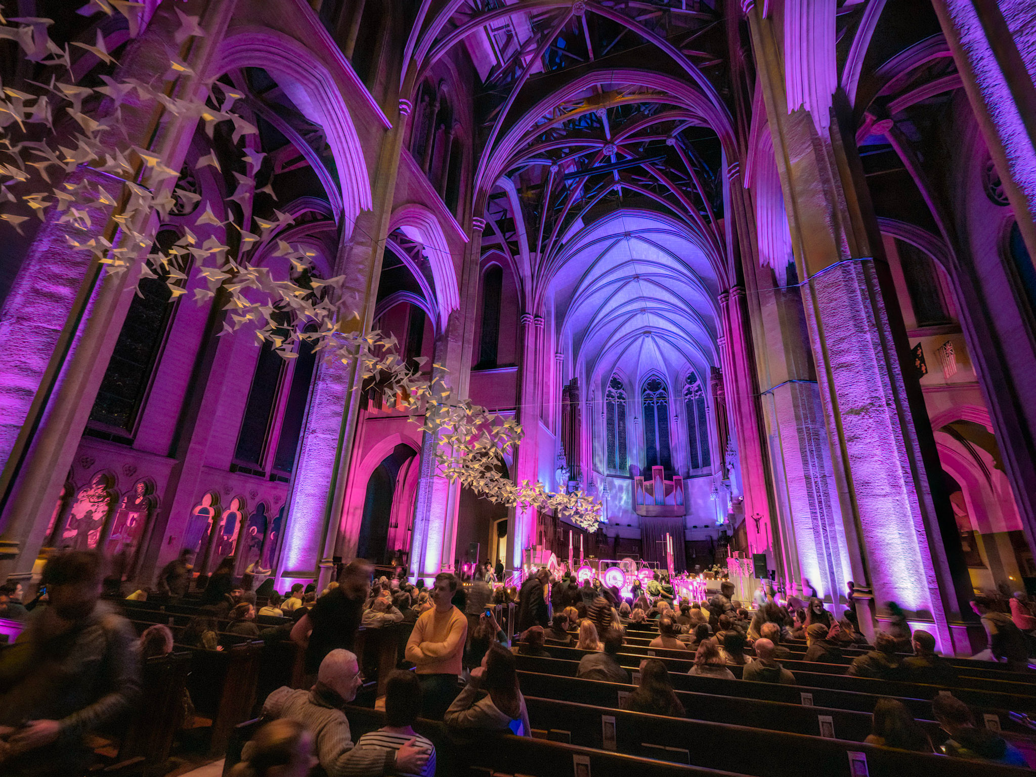 The Sound Healing Symphony performing in a cathedral